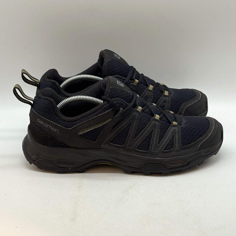 Salomon Pathfinder Outdoor Hiking Trail Shoes Men's 7.5 Black Low Contagrip Sole